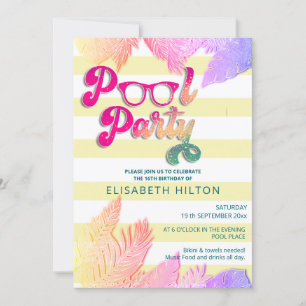 Cool leuk zomerscript poolparty verjaardag kaart