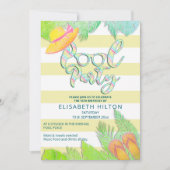 Cool leuk zomerscript poolparty verjaardag kaart (Voorkant)