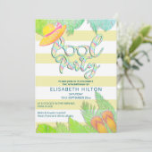 Cool leuk zomerscript poolparty verjaardag kaart (Staand voorkant)