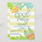 Cool leuk zomerscript poolparty verjaardag kaart (Voorkant / Achterkant)