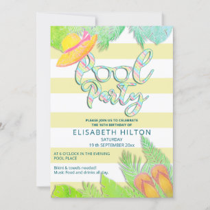 Cool leuk zomerscript poolparty verjaardag kaart