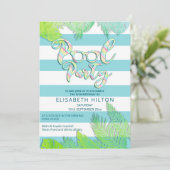 Cool leuk zomerscript poolparty verjaardag kaart (Staand voorkant)