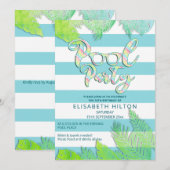 Cool leuk zomerscript poolparty verjaardag kaart (Voorkant / Achterkant)