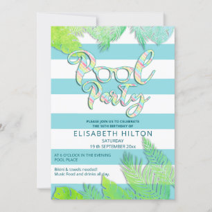 Cool leuk zomerscript poolparty verjaardag kaart