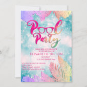 Cool leuk zomerscript poolparty verjaardag kaart (Voorkant)