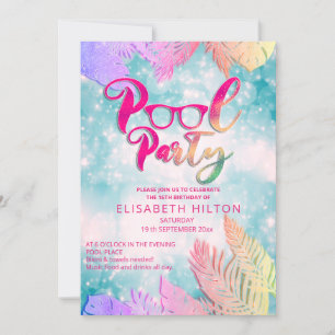 Cool leuk zomerscript poolparty verjaardag kaart