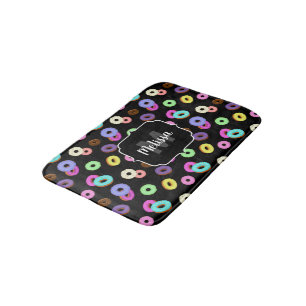 Cool leuke kleurrijke donuts patroon zwart Monogra Badmat