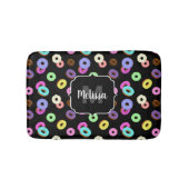 Cool leuke kleurrijke donuts patroon zwart Monogra Badmat (Voorkant)