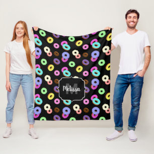 Cool leuke kleurrijke donuts patroon zwart Monogra Fleece Deken