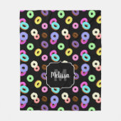 Cool leuke kleurrijke donuts patroon zwart Monogra Fleece Deken (Voorkant)