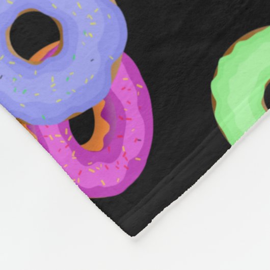 Cool leuke kleurrijke donuts patroon zwart Monogra Fleece Deken (Hoek)