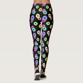 Cool leuke kleurrijke donuts patroon zwart Monogra Leggings (Achterkant)