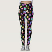 Cool leuke kleurrijke donuts patroon zwart Monogra Leggings (Voorkant)