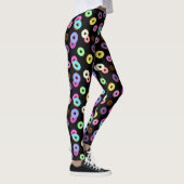 Cool leuke kleurrijke donuts patroon zwart Monogra Leggings (Rechts)