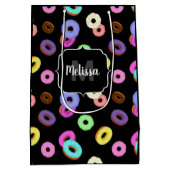 Cool leuke kleurrijke donuts patroon zwart Monogra Medium Cadeauzakje (Achterkant)