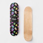 Cool leuke kleurrijke donuts patroon zwart Monogra Persoonlijk Skateboard (Voorkant)