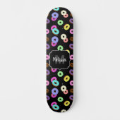 Cool leuke kleurrijke donuts patroon zwart Monogra Persoonlijk Skateboard (Voorkant)