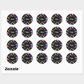 Cool leuke kleurrijke donuts patroon zwart Monogra Ronde Sticker (Vel)