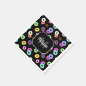 Cool leuke kleurrijke donuts patroon zwart Monogra Servet (Hoek)
