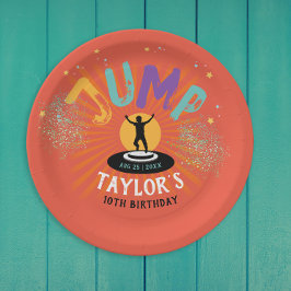 Cool Leuke Kleurrijke Trampoline Jump Bounce Adven Papieren Bordje