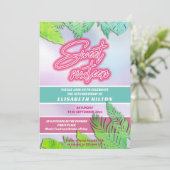 Cool leuke neon typografie strepen zoete 16 invita kaart (Staand voorkant)