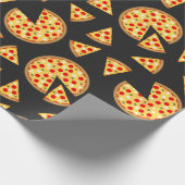 Cool leuke pizza en plakjes patroon op donkergrijs cadeaupapier (Hoek)