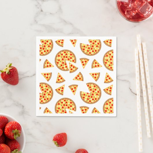 Cool leuke pizza en plakjes patroon op wit papier servet (Insitu)