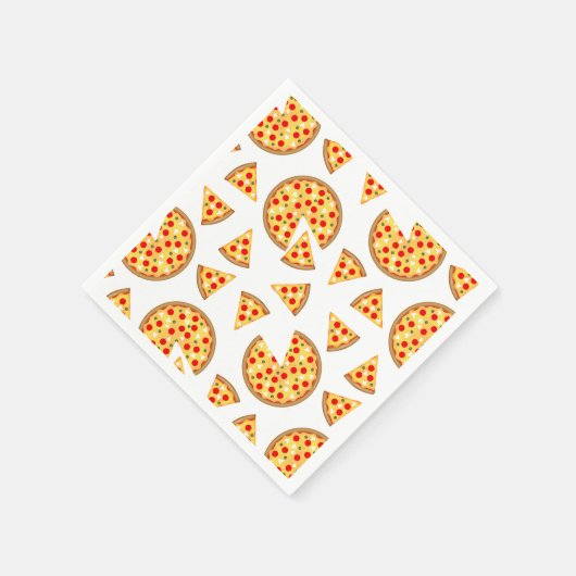 Cool leuke pizza en plakjes patroon op wit papier servet (Hoek)