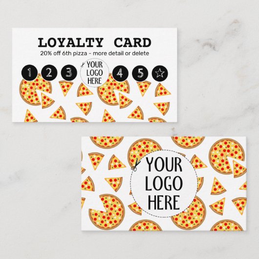 Cool leuke pizza en plakjes patroon wit Uw logo Klantenkaartje (Voorkant / Achterkant)