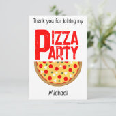 Cool leuke pizza party kinderen verjaardag bedankkaart (Staand voorkant)
