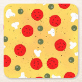 Cool leuke pizza party kinderen verjaardag kartonnen onderzetters (Voorkant)