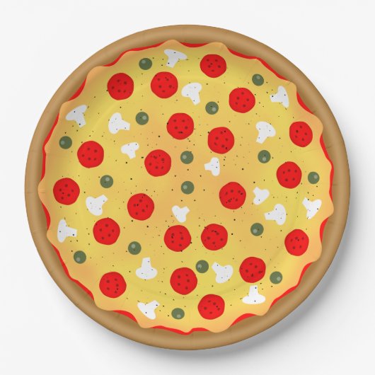 Cool leuke pizza party kinderen verjaardag papieren bordje (Voorkant)