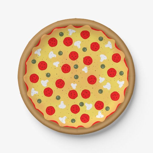 Cool leuke pizza party kinderen verjaardag papieren bordje (Voorkant)