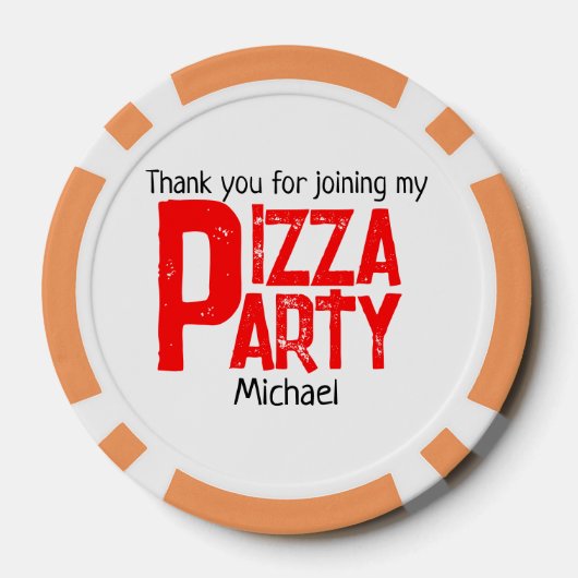 Cool leuke pizza party kinderen verjaardag poker chips (Achterkant)
