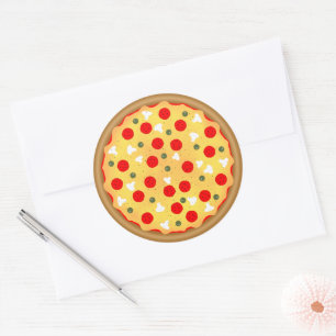 Cool leuke pizza party kinderen verjaardag ronde sticker