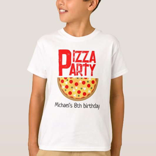 Cool leuke pizza party kinderen verjaardag t-shirt (Voorkant)