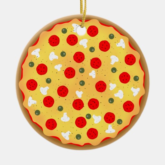 Cool leuke pizza pepperoni paddenstoel keramisch ornament (Voorkant)