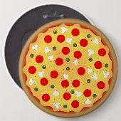 Cool leuke pizza pepperoni paddenstoel ronde button 6,0 cm (Voorkant /achterkant)