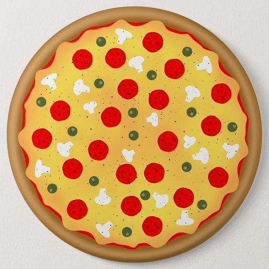 Cool leuke pizza pepperoni paddenstoel ronde button 6,0 cm (Voorkant)