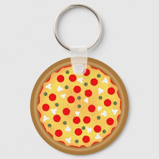 Cool leuke pizza pepperoni paddenstoel sleutelhanger (Voorkant)