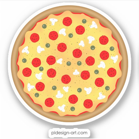 Cool leuke pizza pepperoni paddenstoel sticker (Voorkant)