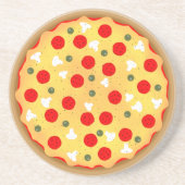 Cool leuke pizza pepperoni paddenstoel zandsteen onderzetter (Voorkant)