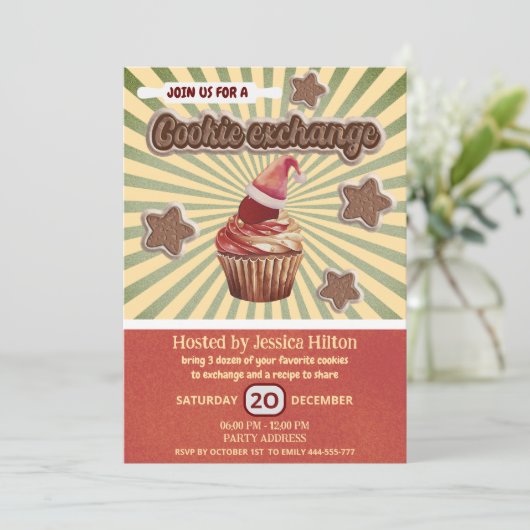 Cool leuke vrolijke typografie cookie exchange par kaart (Staand voorkant)