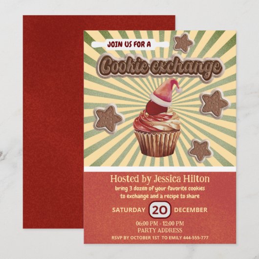 Cool leuke vrolijke typografie cookie exchange par kaart (Voorkant / Achterkant)