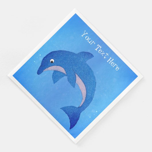 Cool Levendig blauw Wit Sparkle Dolphin Jumping Servet (Hoek)