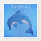 Cool Levendig blauw Wit Sparkle Dolphin Jumping Servet (Voorkant)