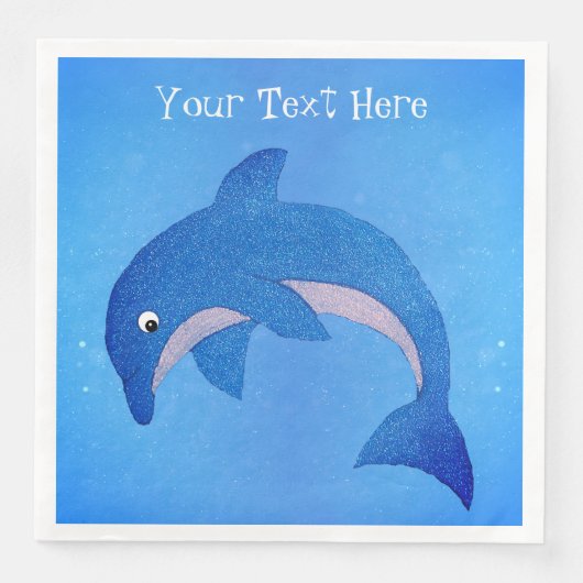 Cool Levendig blauw Wit Sparkle Dolphin Jumping Servet (Voorkant)