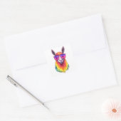 Cool LGBTQ+ Lama in een zonnebril Vierkante Sticker (Envelop)