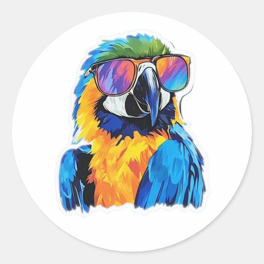 Cool LGBTQ+ Macaw met een zonnebril Ronde Sticker (Voorkant)