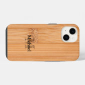 Cool lichtbruine bamboe houtprint Monogram iPhone Hoesje (Achterkant horizontaal)